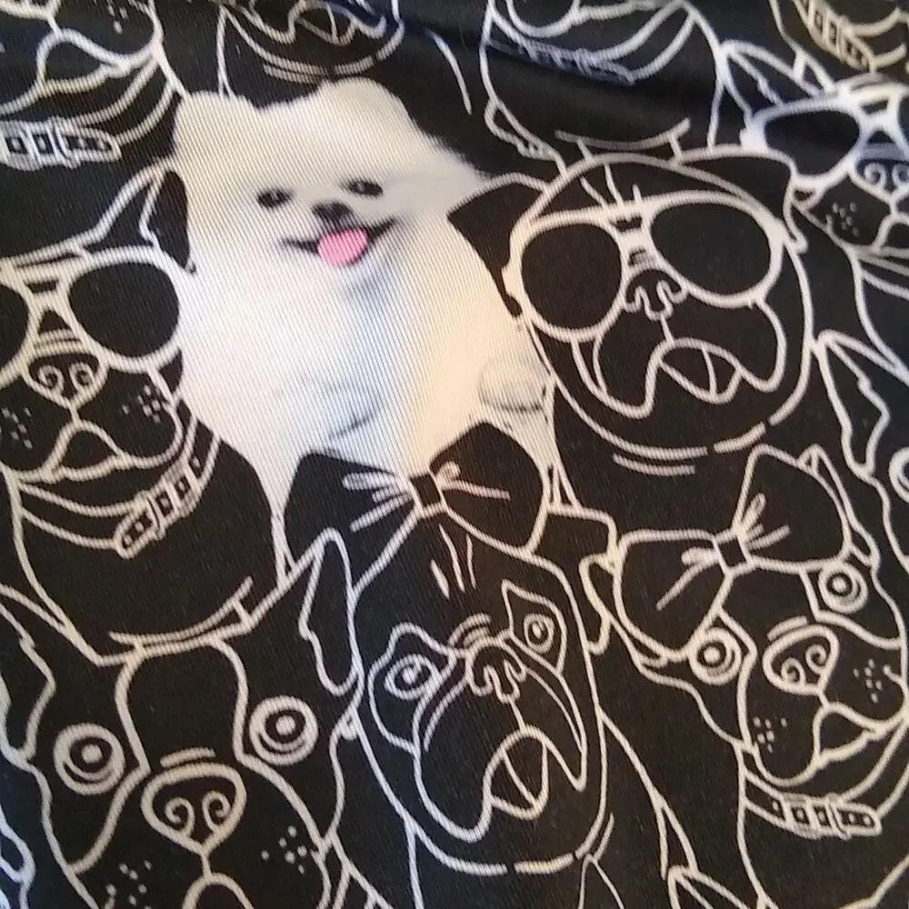 Justice Girls Black small puppy Leggings Full Length Elastic Waist Size 12